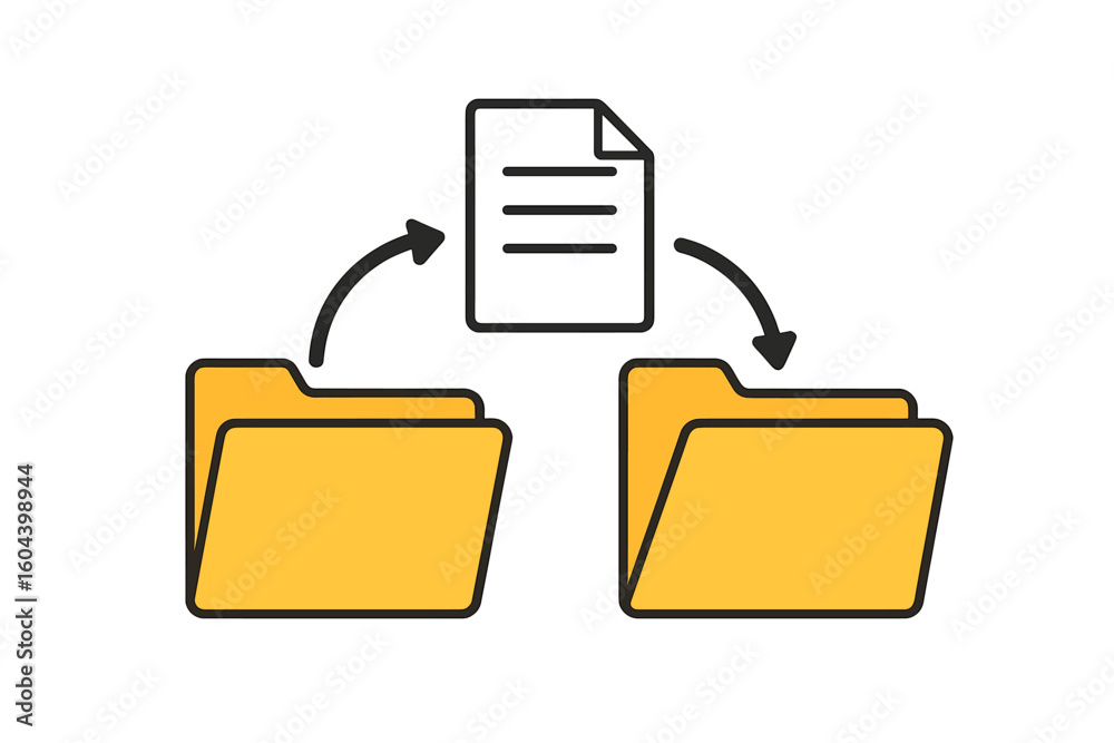 Poster file transfer and data sharing concept. moving document between folders. copy, backup, and archive d