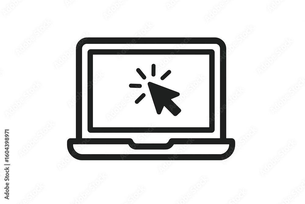 Fototapete laptop computer icon with mouse cursor clicking. click symbol. vector for online services, web desig