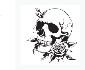 skull with roses