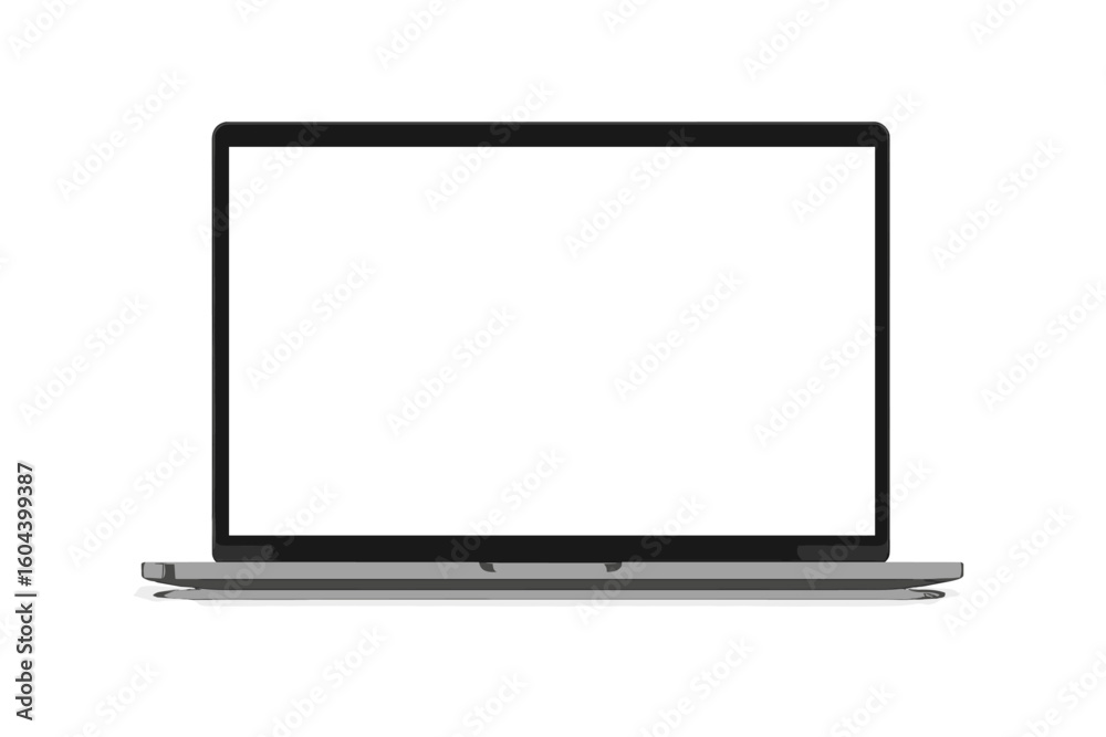 Poster modern laptop mockup front view. realistic computer with blank white screen for web design presentat
