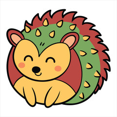  Smiling Porcupine Cartoon Illustration With Colorful Spikes and Friendly Expression