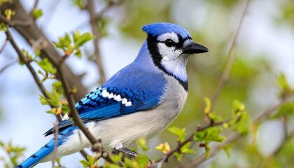 Blue jay perched on a branch