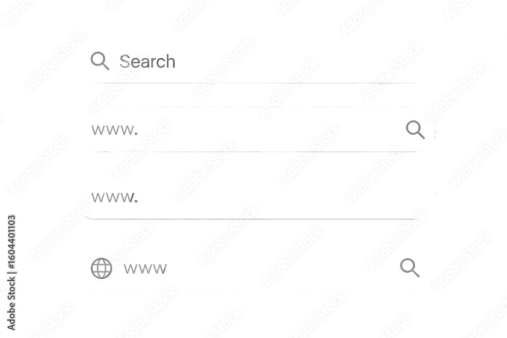 Poster search bar ui ux design element collection for app and website. www search boxes template and search
