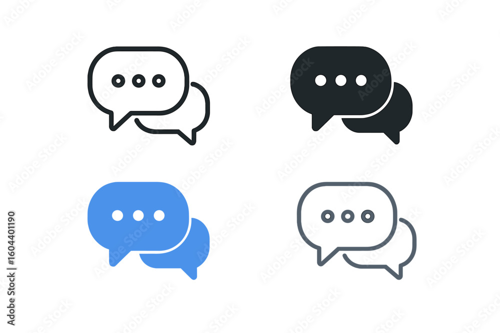 Poster chat message bubbles vector icon set. communication talk bubble symbol for web and mobile app. dialo