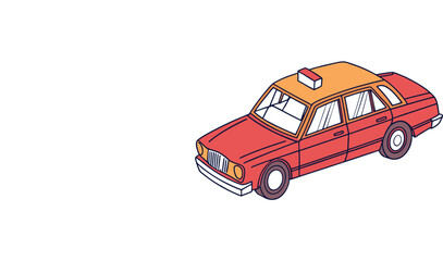 Red classic toy car model isolated on a white background vector illustration EPS file download.
