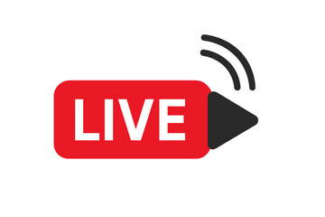 Live stream logo vector icon. Online streaming play button symbol for broadcasting tv, sport, news or radio. Digital video stream emblem for social media. Air sign.