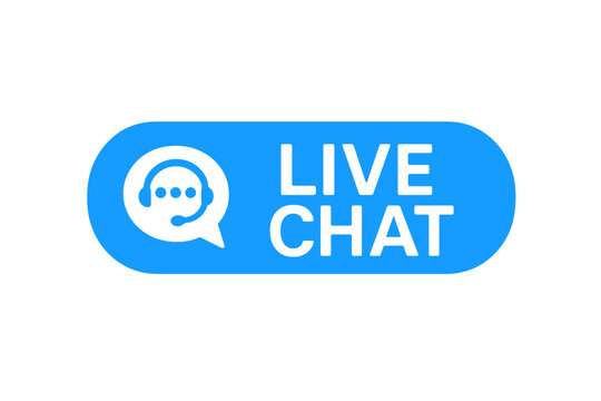 Live Chat button for online customer support and client assistance. Call center service and helpdesk communication concept. Vector messenger icon for web, ui, mobile app, banner.
