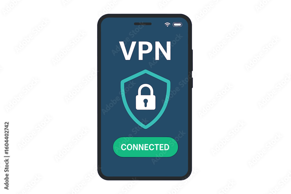 Poster mobile vpn service concept. phone with secure virtual private network connection. cyber security and