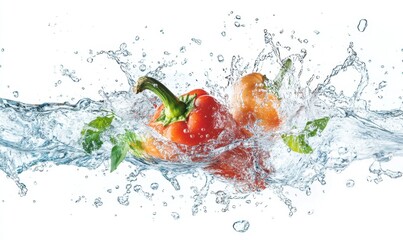 Fresh Vegetables Splashing in Clean Water with Dynamic Motion Effects