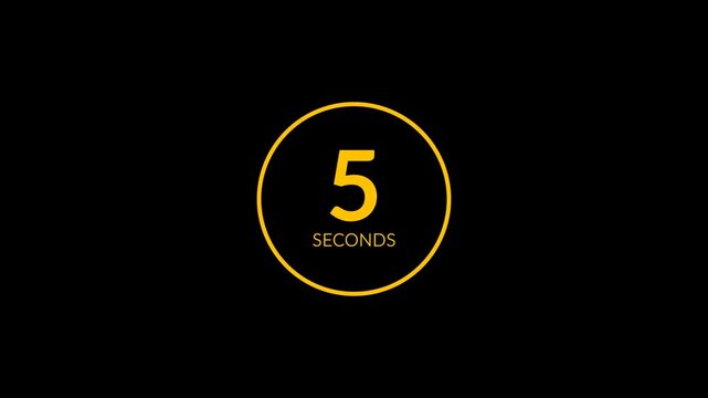 Yellow colored 10 seconds timer animation on black background, deadline of 10 seconds for sports and games, countdown timer of 10 seconds for time relevant competitions.