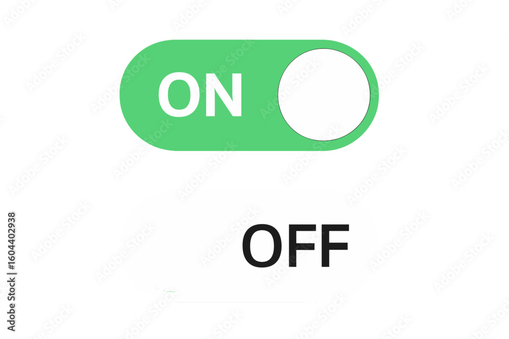 Poster on and off toggle switch buttons. vector flat design icon for user interface. ui ux element for app 