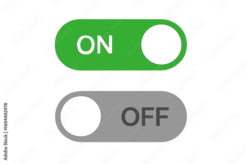 Poster on and off toggle switch buttons. modern user interface element for app and web design. vector icon 