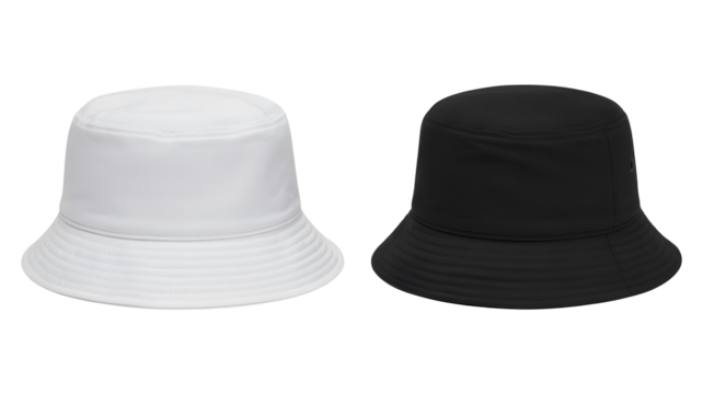 Trendy bucket hats in black and white for summer fashion style