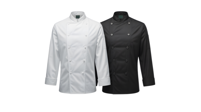 Professional chef jackets in white and black stylish uniform apparel