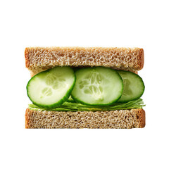 A sandwich with cucumber slice on transparent background