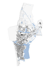 Liepaja Comprehensive City Map: Highways, Buildings, and Waterways