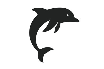 Fototapeta premium Dolphin vector silhouette icon. Jumping marine mammal logo design element. Simple black ocean animal shape for sea or aquatic theme. Wildlife graphic illustration isolated.