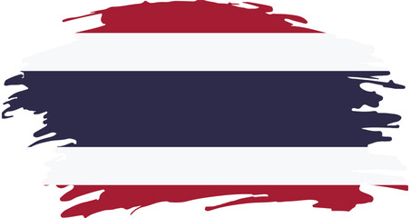 grunge style brush painted flag of thailand with horizontal red white blue stripes representing national pride

