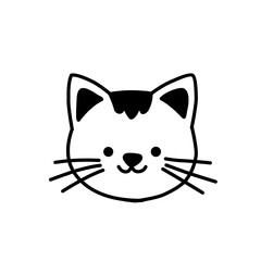 Cute Cat Face Silhouette Vector Icon Illustration