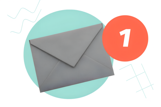 Paper envelope with a note indicating that the letter has been read. Modern collage Illustration on transparent background