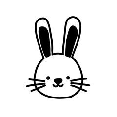 Cute Rabbit Face Silhouette Vector Icon Illustration
