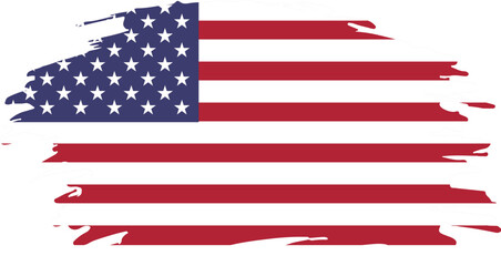 grunge style brush painted flag of the united states with red white stripes and blue canton with white stars

