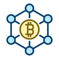 Bitcoin node icon. Filled outline icon. Vector icon with editable stroke. Isolated on transparent background.