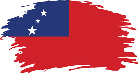 grunge style brush painted flag of samoa with red field and blue canton featuring white southern cross stars

