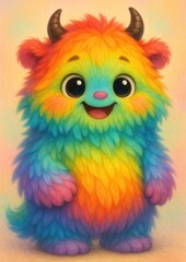 Obraz premium Colorful fluffy monster illustration.