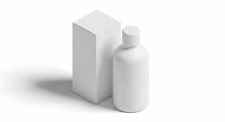 Minimalist White Bottle and Box Product Packaging Template Mockup