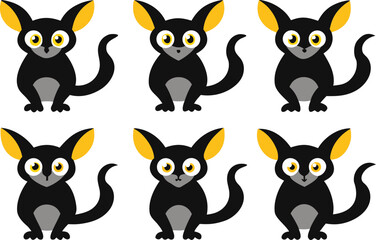 set of funny cartoon animals isolated