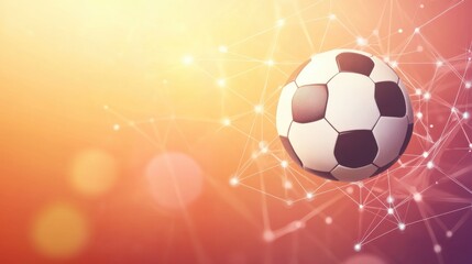 Obraz premium Dynamic soccer ball illustration surrounded by futuristic digital network lines