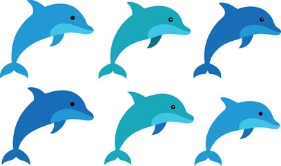Obraz premium dolphin collection isolated on white