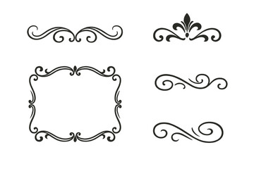 Elegant classic design elements vector illustration, ornate vintage borders, decorative flourishes, easily editable, enhancing visual appeal, transparent background, graphic resources