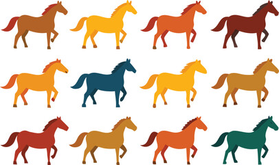 Obraz premium horse vector set icons