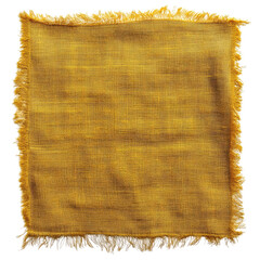A yellow-fringed burlap square isolated on a white background, transparent, alpha background png