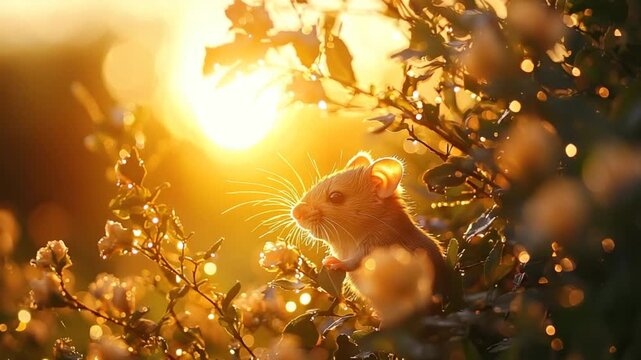 dormouse in surrey hedge sunrise video