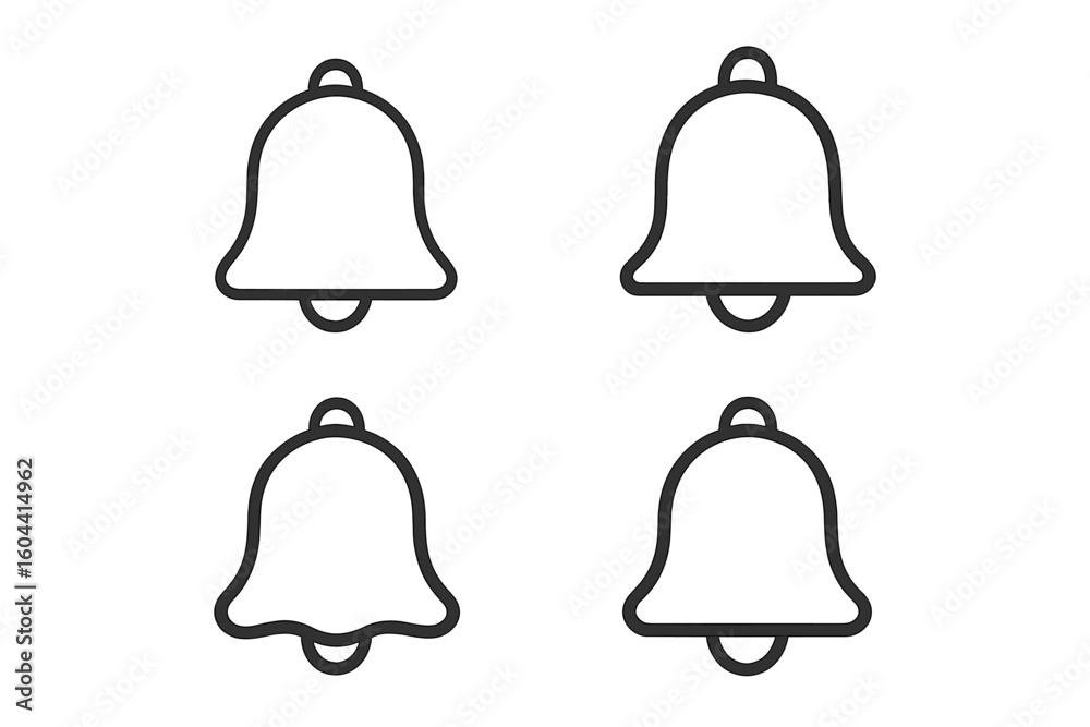 Aufkleber notification bell icon set in simple outline style. vector symbols for web and mobile app interfaces