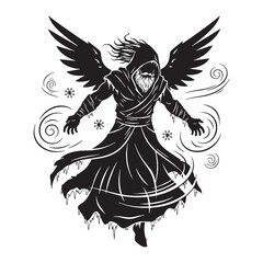 Artistic Boreas digital black profile, featuring a minimalist yet striking aesthetic – Boreas silhouette – Boreas Vector – Silhouette of Boreas – Greek god silhouette

