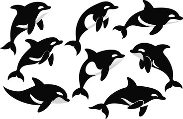 Obraz premium dolphin silhouettes set