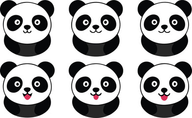 panda cartoon set