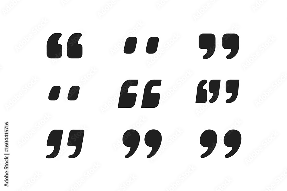 Fototapete quotation marks collection. black quote symbols for citation. punctuation mark icon set. speech sign