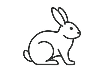 Minimalist Rabbit Outline Vector Icon. Simple Black Bunny Line Art Illustration for Kids, Easter, Animal Logo, Pet Sticker, Clip Art, Printable Coloring Book, Transparent Background Decor
