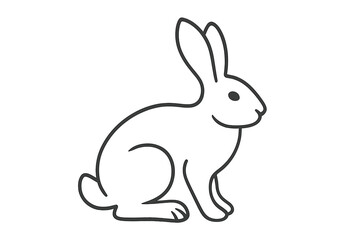 Minimalist Rabbit Outline Vector, Simple Bunny Line Art Illustration, Cute Animal Sketch for Coloring Book, Easter Symbol, Pet Mammal Contour, Transparent Background, Modern Wildlife Graphic