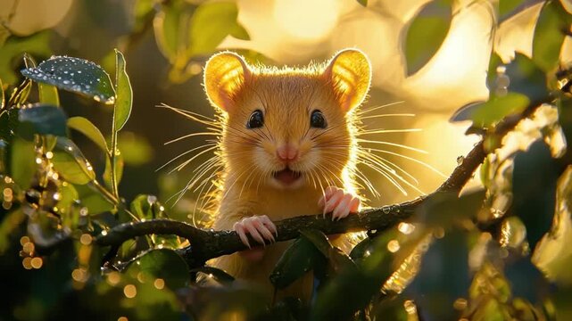 dormouse in surrey hedge sunrise video