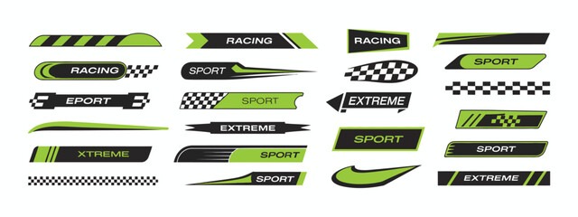  Racing Decal Set – Sport Stripes, Flame Stickers, and Checkered Flag Icons for Cars, Motorcycles, and Event Graphics

