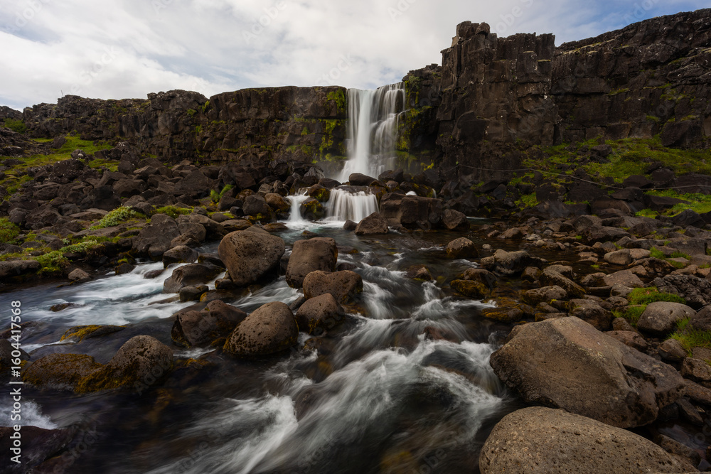 Canvas Prints scenic view of oxararfoss in summer.