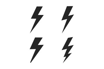 Lightning bolt icon vector set. Flash thunderbolt symbol collection. Electrical power, energy and electricity sign. Simple flat graphic element for design. Danger voltage logo.