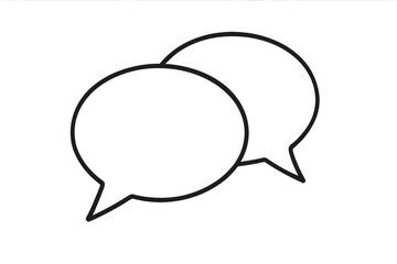 Two speech bubbles icon for communication. Chat symbol for conversation, dialogue, and messages. Vector design element for social media comments, forum discussion, and support.