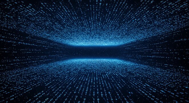 Futuristic Blue Binary Code Data Stream Network Abstract